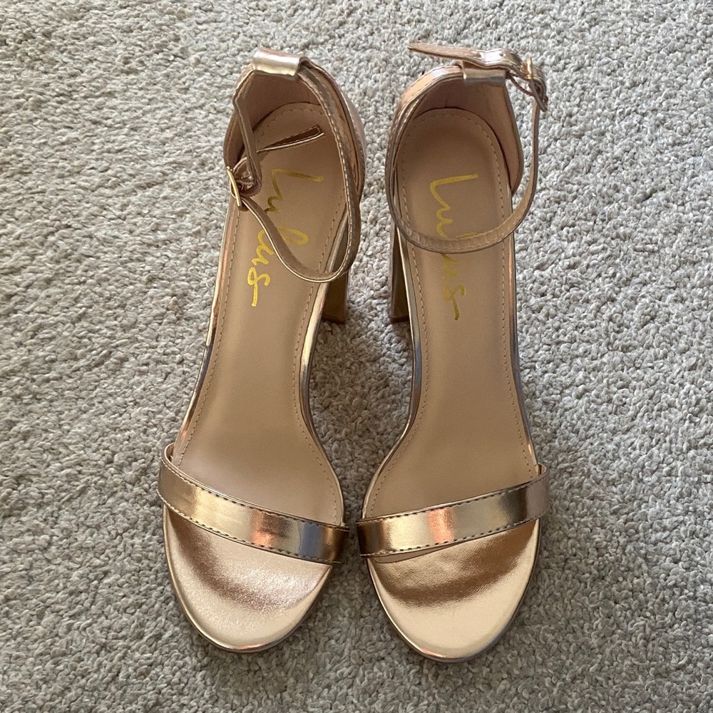 Taylor Rose Gold Ankle Strap Heels - Picture 2 of 8